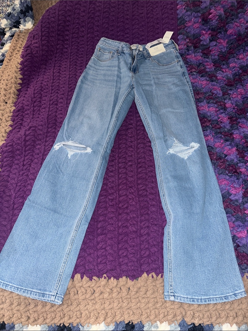 Hollister Light Blue Distressed Flare Jeans